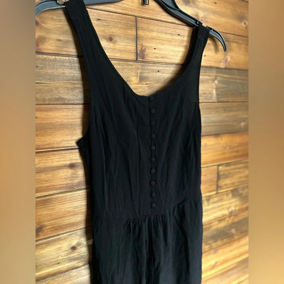 Madewell Smocked Button-Front Crop Jumpsuit size 2 color Black - Picture 6 of 11